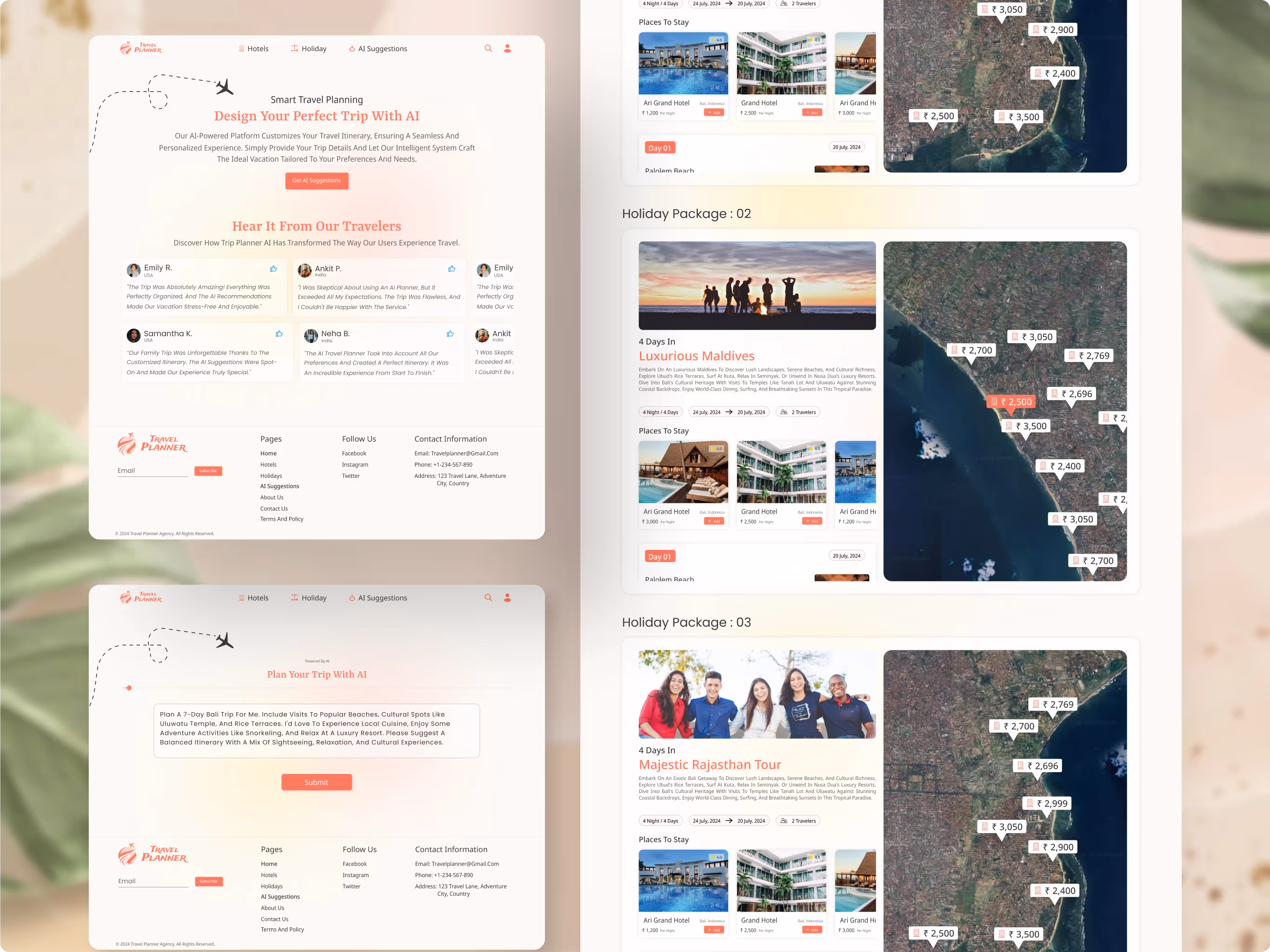 Collage of popular travel destinations featured in Travel Planner's itinerary suggestions Collage of popular travel destinations featured in Travel Planner's itinerary suggestions