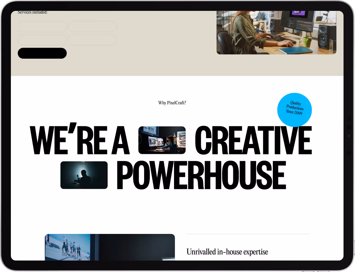 Client testimonial highlighting Pixel Craft's impact