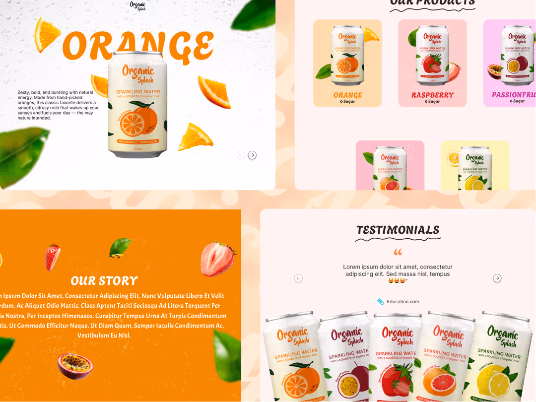 Close-up of key organic ingredients used in Organic Splash products