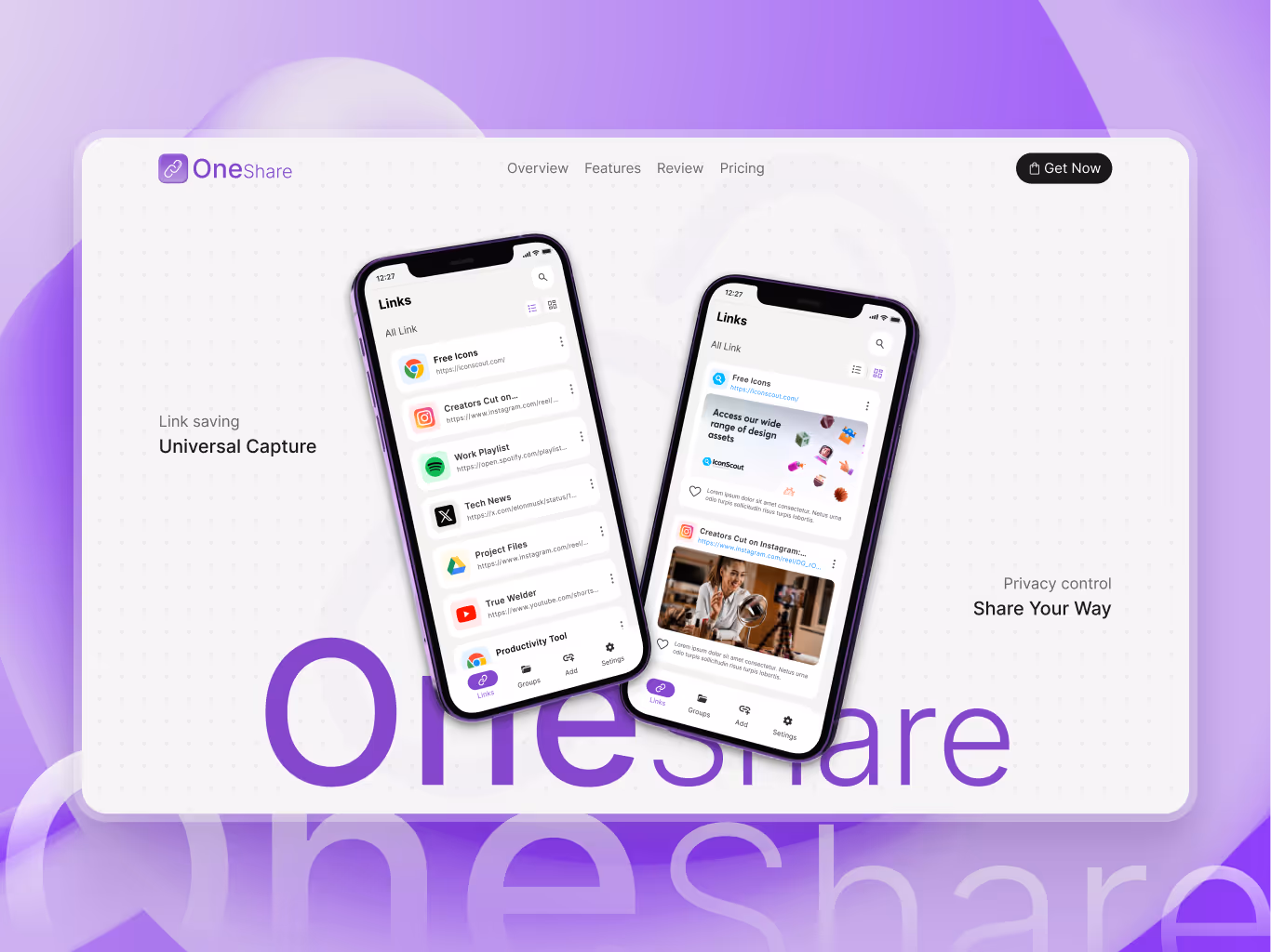 One share Landing page
