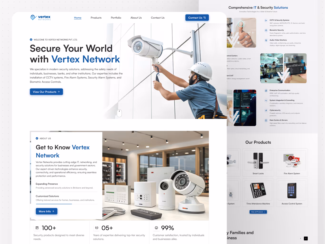 Visual grid displaying Vertex Networks' offerings: CCTV systems, fire alarms, smart locks, and biometric solutions Visual grid displaying Vertex Networks' offerings: CCTV systems, fire alarms, smart locks, and biometric solutions