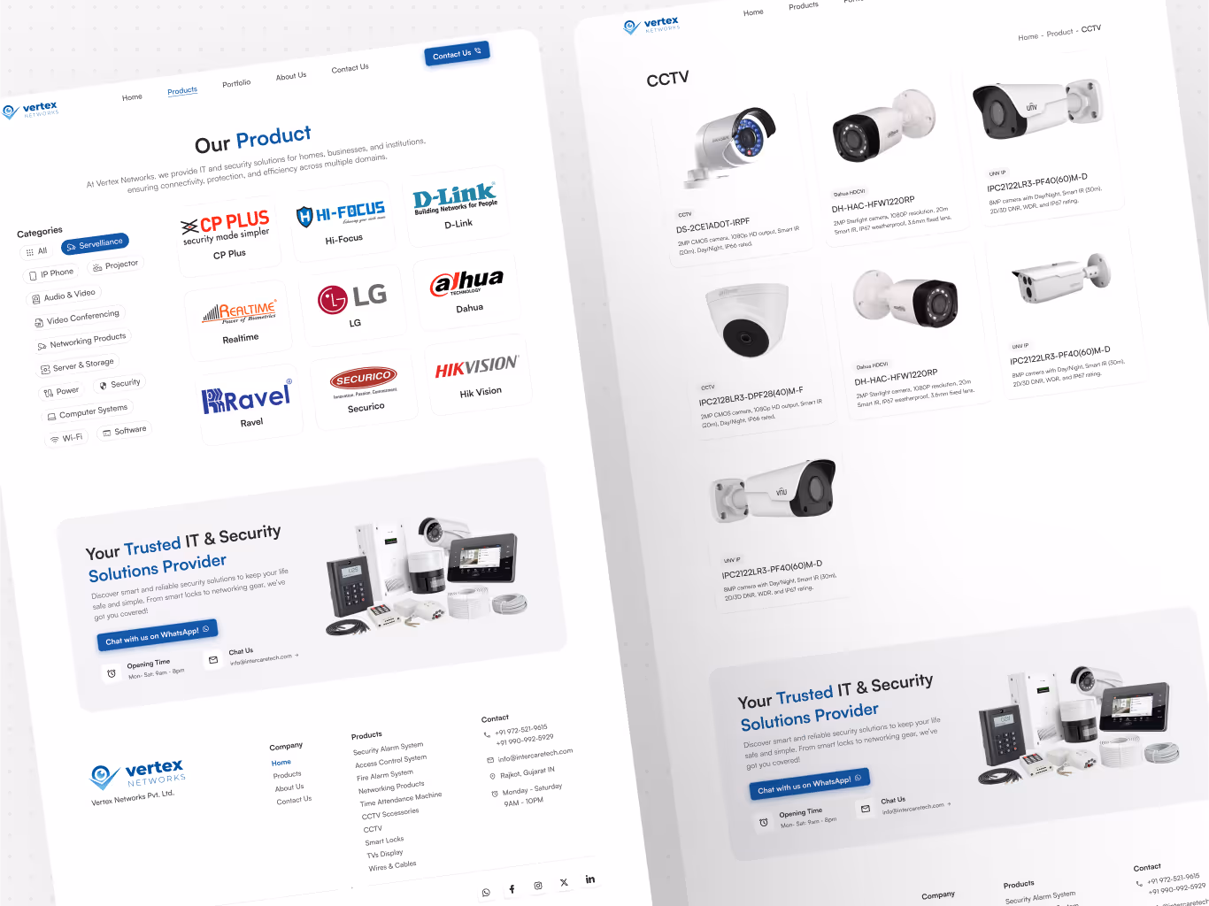 Responsive mobile interface of Vertex Networks' website demonstrating on-the-go browsing capabilities